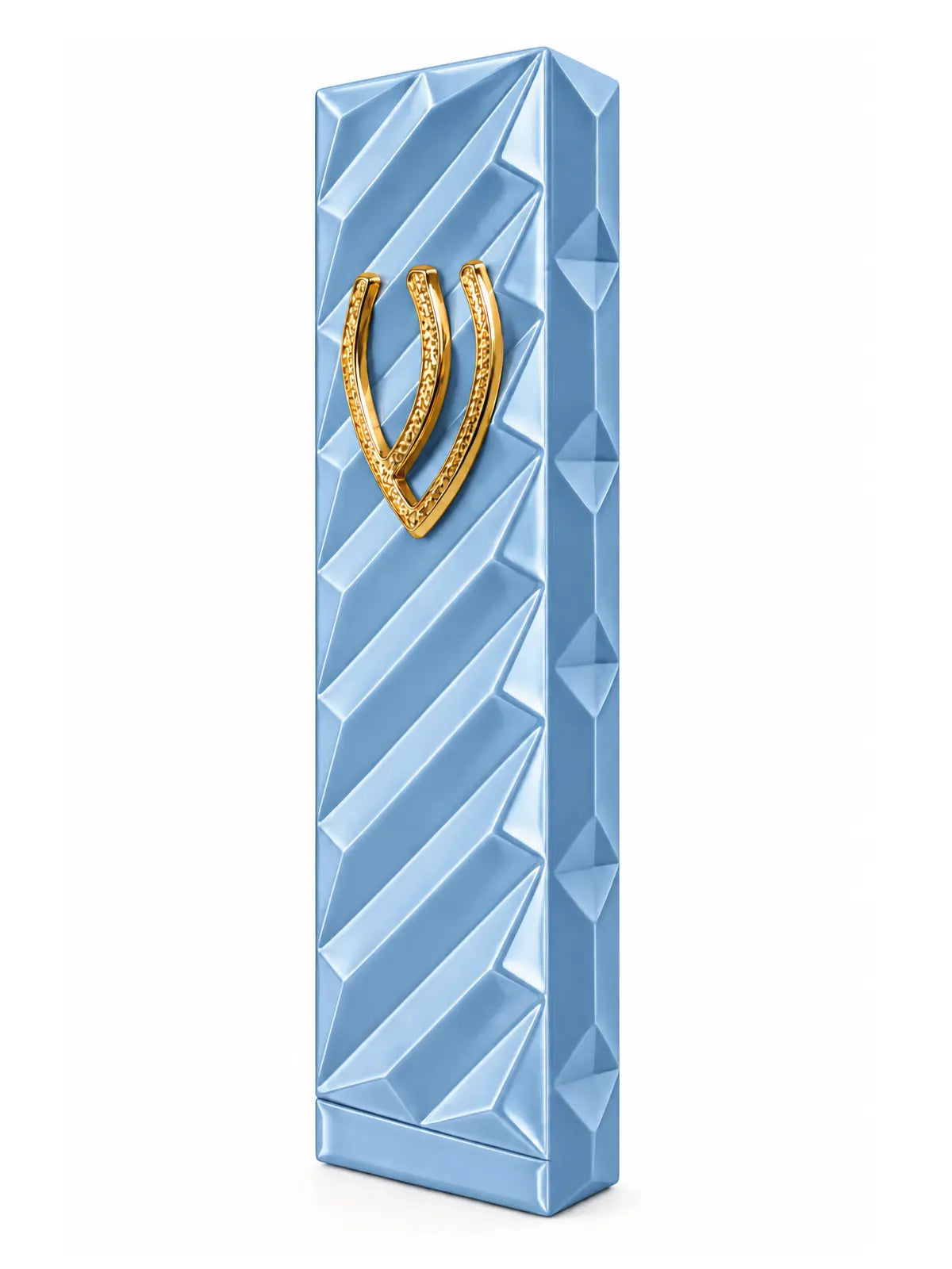 Western Wall Design Mezuzah Case 009 - Black Mezuzah case with stones and a gold-colored Shin